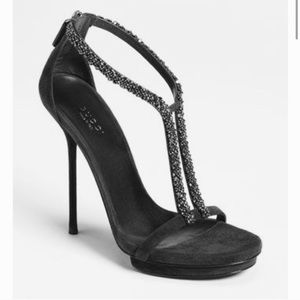 Naomi Black Crystal Beaded Stilettos